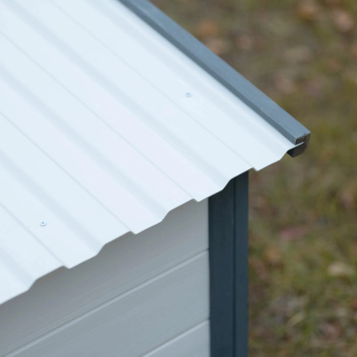 Modern Design Outdoor Dog House with Food Bowl and Wheels, Grey Pine, 44.1 x 22.1 x 28.8 inches Default -DTYStore