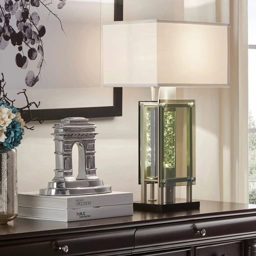 Modern Design Silver Finish 1pc Table Lamp for Nightstand End Table Sofa Table, Water Dancing Light Home Decor, Luxury Night Lamp Default -DTYStore