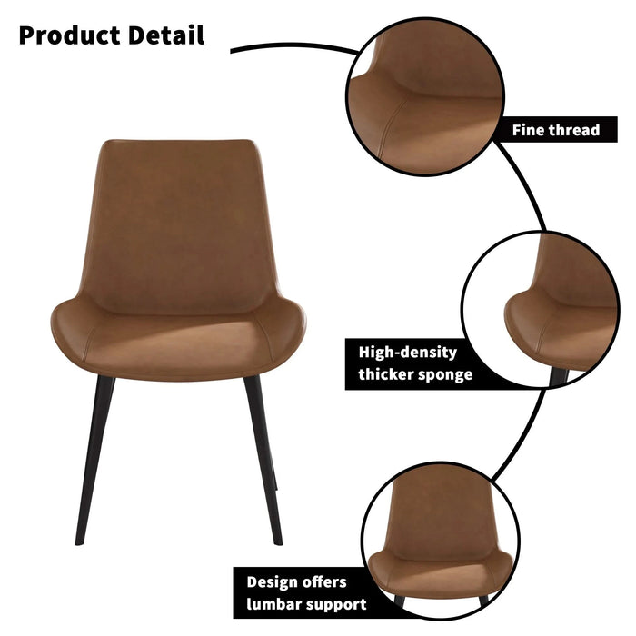 Modern Dining Chair Living Room Black Metal Leg Dining Chair-Brown-2pcs/ctn Default -DTYStore