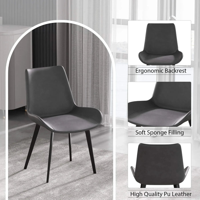 Modern Dining Chair Living Room Black Metal Leg Dining Chair-Grey-4pcs/ctn Default -DTYStore