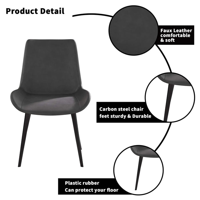 Modern Dining Chair Living Room Black Metal Leg Dining Chair-Grey-4pcs/ctn Default -DTYStore