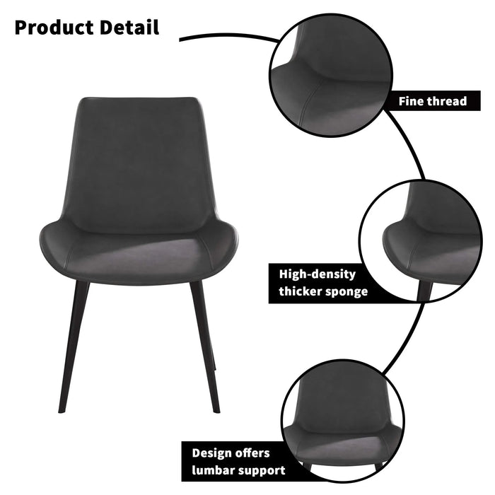 Modern Dining Chair Living Room Black Metal Leg Dining Chair-Grey-4pcs/ctn Default -DTYStore