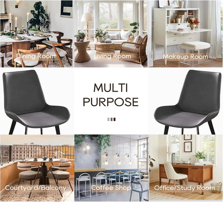 Modern Dining Chair Living Room Black Metal Leg Dining Chair-Grey-4pcs/ctn Default -DTYStore