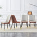 Modern Dining Chair Set of 4 with Light Gray Brown Dual Tone PU Leather Backrest and Black Metal Legs Default -DTYStore