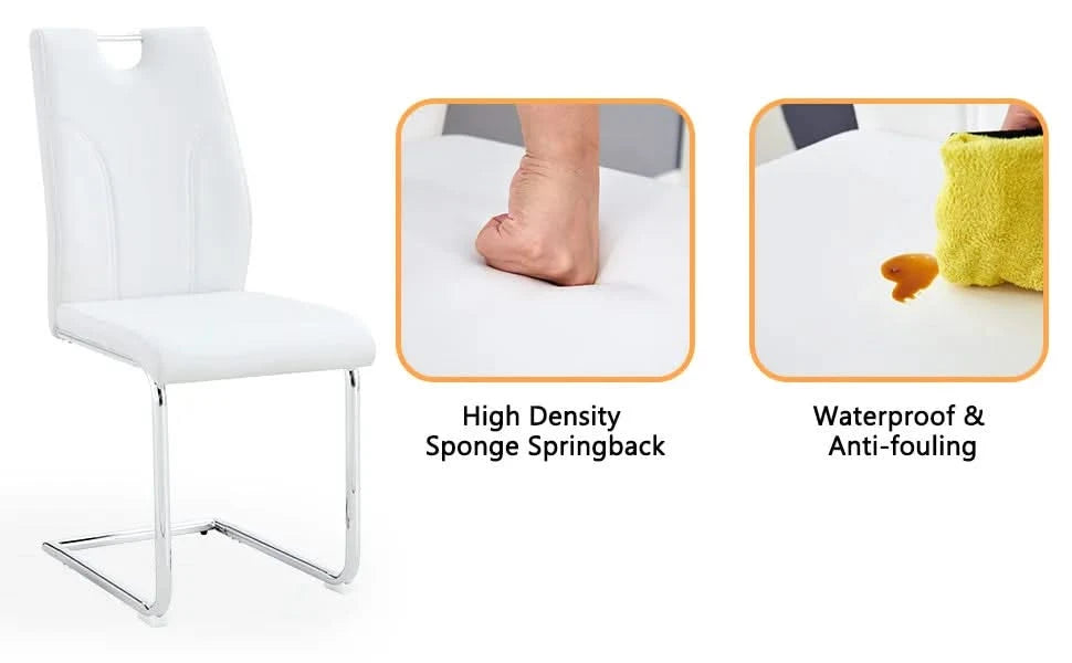 Modern Dining Chairs with Faux Leather Padded Seat Dining Living Room Chairs Upholstered Chair with Chrome Metal Legs Design for Kitchen, Living, Bedroom, Dining Room Side Chairs Set of 4 Default -DTYStore