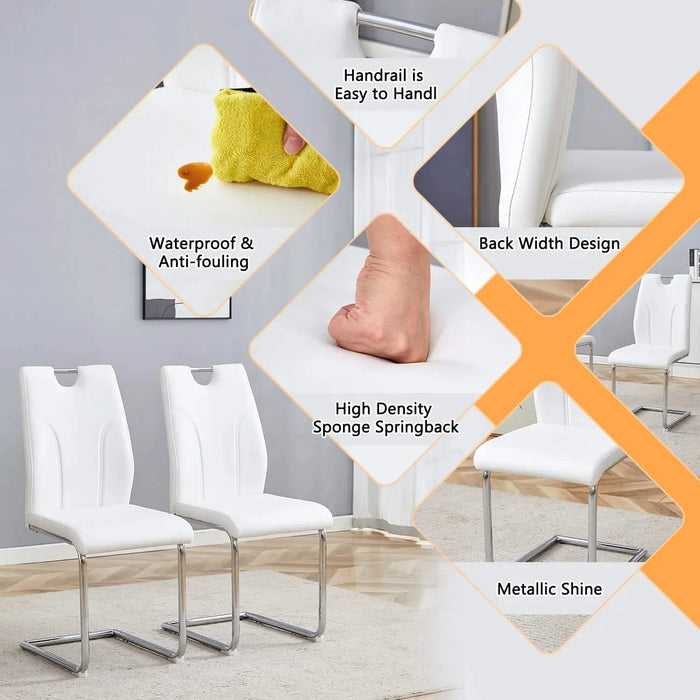 Modern Dining Chairs with Faux Leather Padded Seat Dining Living Room Chairs Upholstered Chair with Chrome Metal Legs Design for Kitchen, Living, Bedroom, Dining Room Side Chairs Set of 4 Default -DTYStore