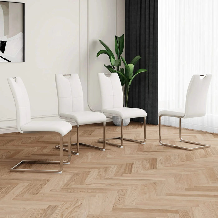 Modern Dining Chairs with Faux Leather Padded Seat Dining Living Room Chairs Upholstered Chair with Chrome Metal Legs Design for Kitchen, Living, Bedroom, Dining Room Side Chairs Set of 4 Default -DTYStore