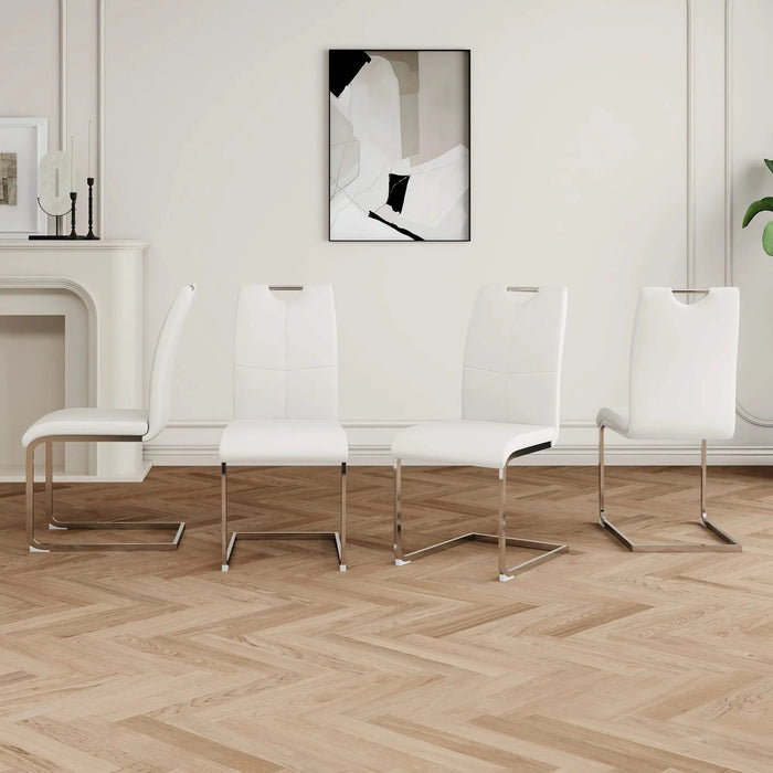 Modern Dining Chairs with Faux Leather Padded Seat Dining Living Room Chairs Upholstered Chair with Chrome Metal Legs Design for Kitchen, Living, Bedroom, Dining Room Side Chairs Set of 4 Default -DTYStore