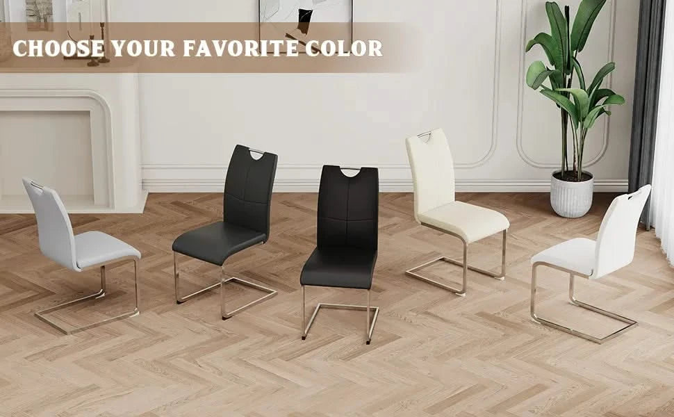 Modern Dining Chairs with Faux Leather Padded Seat Dining Living Room Chairs Upholstered Chair with Chrome Metal Legs Design for Kitchen, Living, Bedroom, Dining Room Side Chairs Set of 4 Default -DTYStore