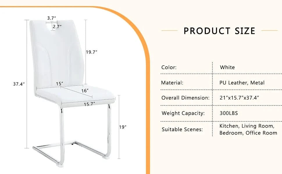 Modern Dining Chairs with Faux Leather Padded Seat Dining Living Room Chairs Upholstered Chair with Chrome Metal Legs Design for Kitchen, Living, Bedroom, Dining Room Side Chairs Set of 4 Default -DTYStore