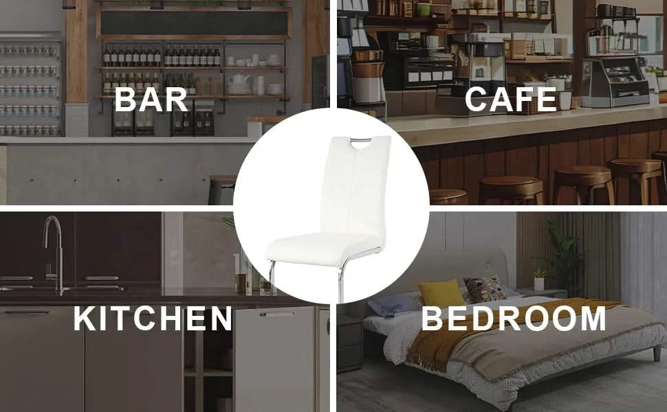 Modern Dining Chairs with Faux Leather Padded Seat Dining Living Room Chairs Upholstered Chair with Chrome Metal Legs Design for Kitchen, Living, Bedroom, Dining Room Side Chairs Set of 4 Default -DTYStore