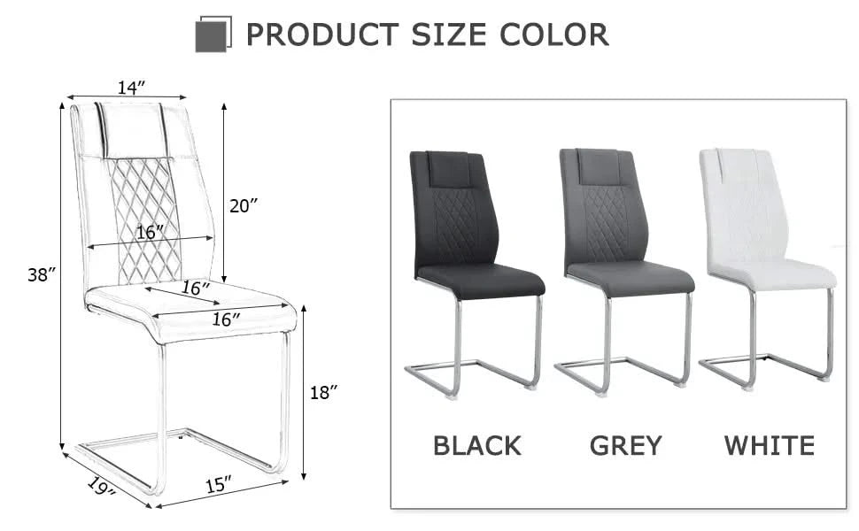 Modern Dining Chairs with Faux Leather Padded Seat Dining Living Room Chairs Upholstered Chair with Metal Legs Design for Kitchen, Living, Bedroom, Dining Room Side Chairs Set of 4 (Grey+PU)C-001 Default -DTYStore