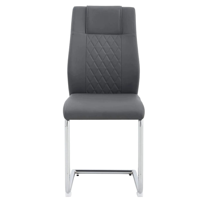 Modern Dining Chairs with Faux Leather Padded Seat Dining Living Room Chairs Upholstered Chair with Metal Legs Design for Kitchen, Living, Bedroom, Dining Room Side Chairs Set of 4 (Grey+PU)C-001 Default -DTYStore