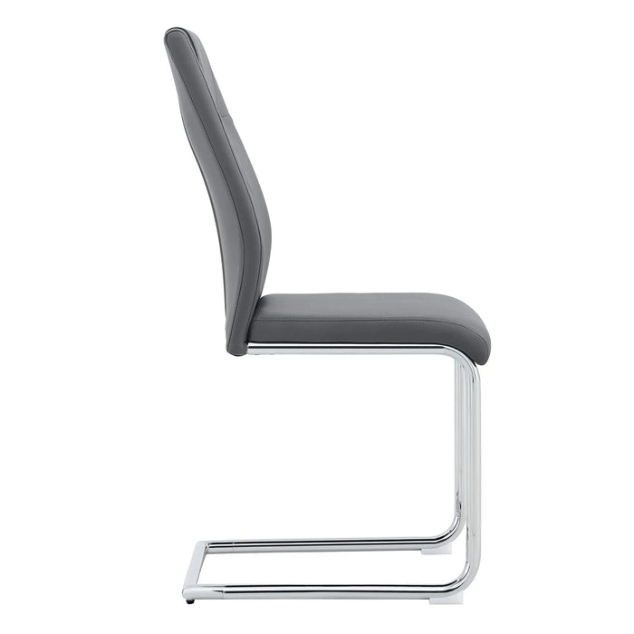 Modern Dining Chairs with Faux Leather Padded Seat Dining Living Room Chairs Upholstered Chair with Metal Legs Design for Kitchen, Living, Bedroom, Dining Room Side Chairs Set of 4 (Grey+PU)C-001 Default -DTYStore