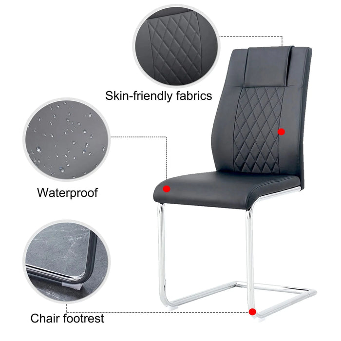 Modern Dining Chairs with Faux Leather Padded Seat Dining Living Room Chairs Upholstered Chair with Metal Legs Design for Kitchen, Living, Bedroom, Dining Room Side Chairs Set of 4 (Grey+PU)C-001 Default -DTYStore