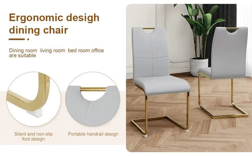 Modern Dining Chairs with Faux Leather Padded Seat Dining Living Room Chairs Upholstered Chair with gold Metal Legs Design for Kitchen, Living, Bedroom, Dining Room Side Chairs Set of 6 Default -DTYStore