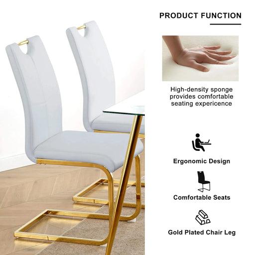 Modern Dining Chairs with Faux Leather Padded Seat Dining Living Room Chairs Upholstered Chair with gold Metal Legs Design for Kitchen, Living, Bedroom, Dining Room Side Chairs Set of 6 Default -DTYStore