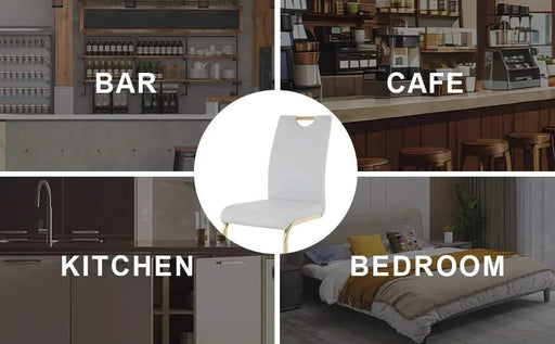 Modern Dining Chairs with Faux Leather Padded Seat Dining Living Room Chairs Upholstered Chair with gold Metal Legs Design for Kitchen, Living, Bedroom, Dining Room Side Chairs Set of 6 Default -DTYStore