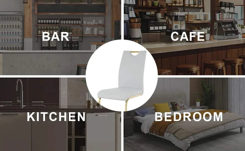 Modern Dining Chairs with Faux Leather Padded Seat Dining Living Room Chairs Upholstered Chair with gold Metal Legs Design for Kitchen, Living, Bedroom, Dining Room Side Chairs Set of 6 Default -DTYStore