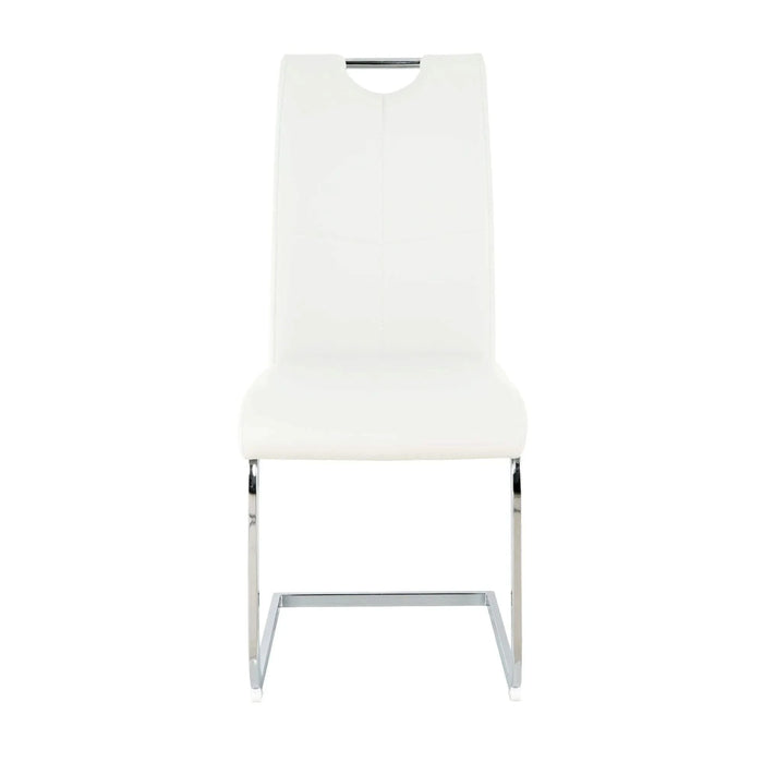 Modern Dining Chairs with Faux Leather Padded Seat and Chrome Metal Legs for Kitchen, Living, Bedroom, Dining Room Default -DTYStore