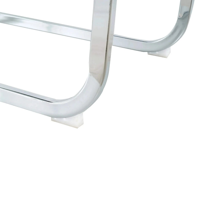 Modern Dining Chairs with Faux Leather Padded Seat and Chrome Metal Legs for Kitchen, Living, Bedroom, Dining Room Default -DTYStore