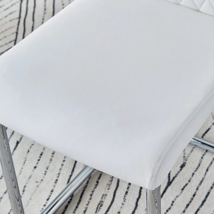 Modern Dining Chairs with Faux Leather Padded Seat and Metal Legs in White, Set of 4 Default -DTYStore
