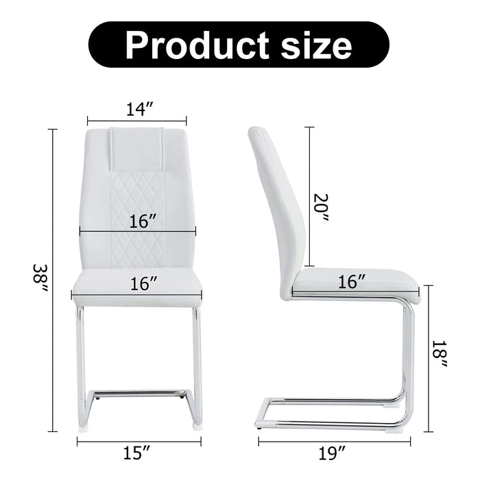 Modern Dining Chairs with Faux Leather Padded Seat and Metal Legs in White, Set of 4 Default -DTYStore
