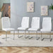 Modern Dining Chairs with Faux Leather Padded Seat and Metal Legs in White, Set of 4 Default -DTYStore