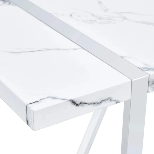 Modern Dining Table, 55 inch Faux Marble Kitchen Table for 4 People, Rectangular Dinner Table for Dining Room, Home Office, Living Room Furniture, Easy Assembly, (White & Silver)(Only Table) Default -DTYStore