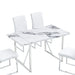 Modern Dining Table, 55 inch Faux Marble Kitchen Table for 4 People, Rectangular Dinner Table for Dining Room, Home Office, Living Room Furniture, Easy Assembly, (White & Silver)(Only Table) Default -DTYStore