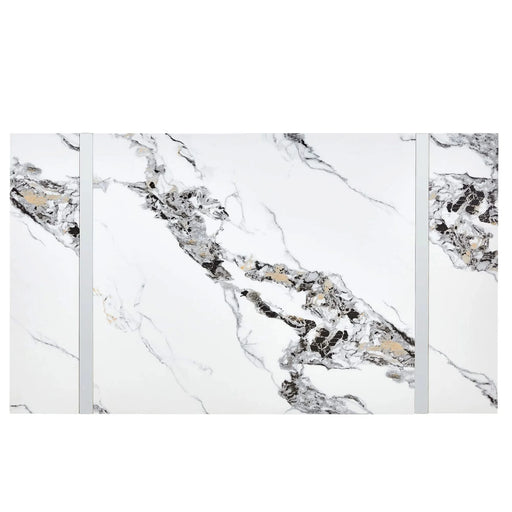 Modern Dining Table, 55 inch Faux Marble Kitchen Table for 4 People, Rectangular Dinner Table for Dining Room, Home Office, Living Room Furniture, Easy Assembly, (White & Silver)(Only Table) Default -DTYStore