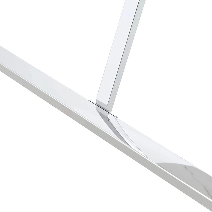 Modern Dining Table, 55 inch Faux Marble Kitchen Table for 4 People, Rectangular Dinner Table for Dining Room, Home Office, Living Room Furniture, Easy Assembly, (White & Silver)(Only Table) Default -DTYStore