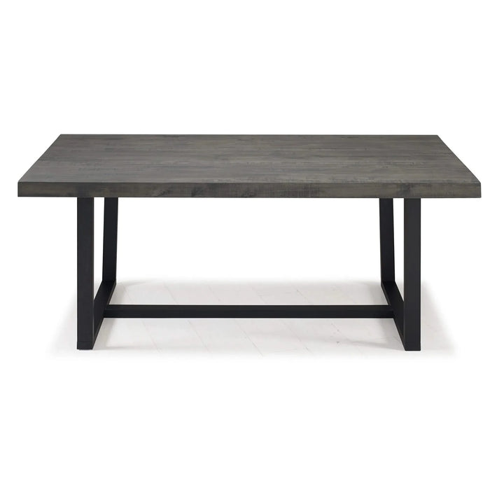 Modern Distressed Solid Wood and Metal Open Frame Dining Table - Grey Pine 72' Default -DTYStore