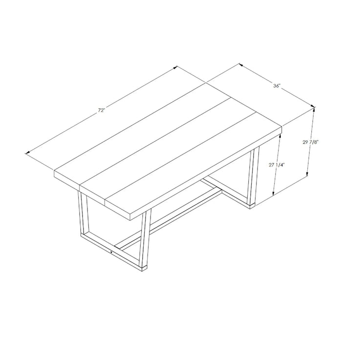 Modern Distressed Solid Wood and Metal Open Frame Dining Table - Grey Pine 72' Default -DTYStore