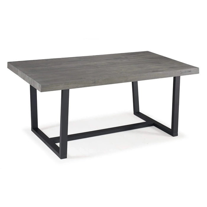Modern Distressed Solid Wood and Metal Open Frame Dining Table - Grey Pine 72' Default -DTYStore