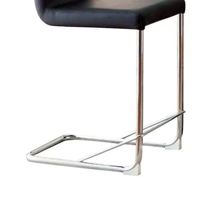 Modern Elegance Black Color Leatherette 2pcs Counter Height Dining Chairs Chrome Metal Legs Dining Room High Chairs Default -DTYStore