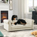 Modern Elegant Rectangle Pet Bed, Durable Elevated Dog Sofa, Beige Foam 40'*23'*14' - DTY Store