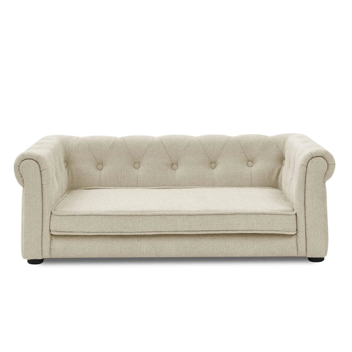 Modern Elegant Rectangle Pet Bed, Durable Elevated Dog Sofa, Beige Foam 40'*23'*14'- DTY Store