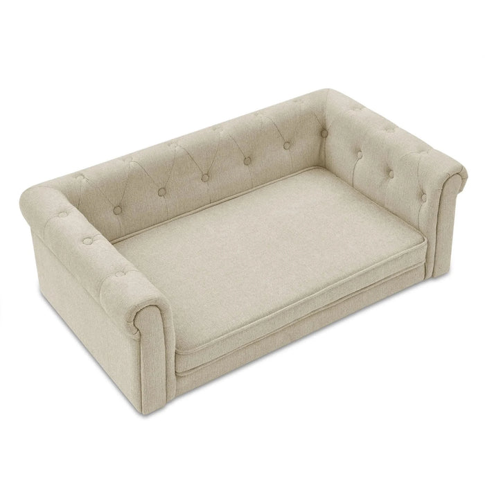 Modern Elegant Rectangle Pet Bed, Durable Elevated Dog Sofa, Beige Foam 40'*23'*14' Pet Beds & Furniture, Pet Supplies, searchfilter_Pet Supplies| DTY Store