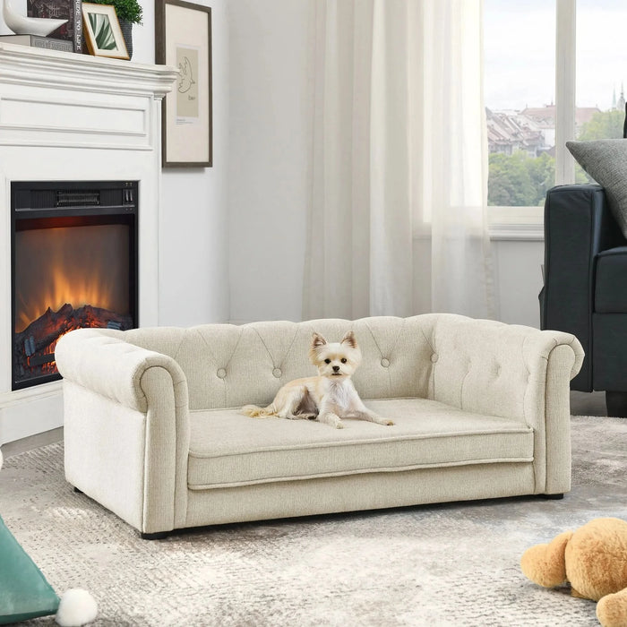Modern Elegant Rectangle Pet Bed, Durable Elevated Dog Sofa, Beige Foam 40'*23'*14' Pet Beds & Furniture, Pet Supplies, searchfilter_Pet Supplies| DTY Store