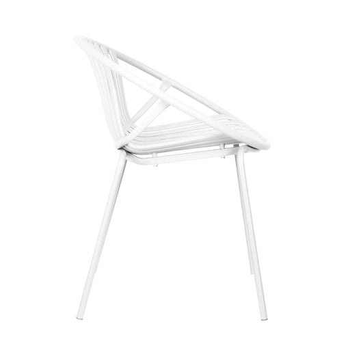 Modern Expandable Outdoor Dining Set with Stackable Chairs, White and Teak, Acacia Wood and Metal Default -DTYStore