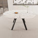 Modern Extendable White Circular Dining Table with MDF Top and Metal Legs for 4-6 Persons Default -DTYStore