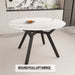 Modern Extendable White Circular Dining Table with MDF Top and Metal Legs for 4-6 Persons Default -DTYStore