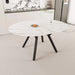 Modern Extendable White Circular Dining Table with MDF Top and Metal Legs for 4-6 Persons Default -DTYStore