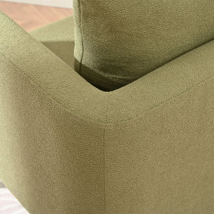 Modern Fabric Accent Chair, Upholstered Armchair for Living Room, Mid Century Fabric Lounge Chair w/Pillow, Comfortable Reading Chair with Wood Legs for Living Room, Bedroom, Reception Room (Olive) Default -DTYStore