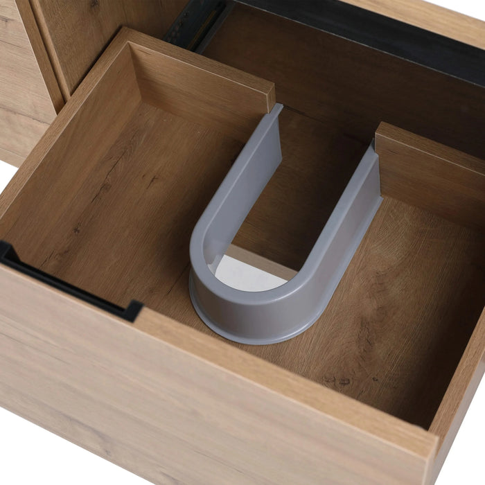 Modern Floating Bathroom Vanity Cabinet with Resin Sink, Soft Close Doors and Drawer, 48 Inch, Imitative Oak Default -DTYStore