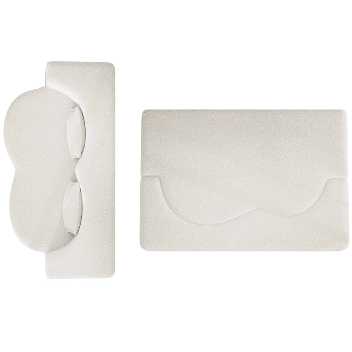 Modern Floor Sofa with 2 Pillows,Convertible Teddy Fabric Foam Filled Sleeper Sofa Bed,15 ' Full Size Folding Mattress for Living Room,Guest Bed,Playroom,no assembly required,Beige Default -DTYStore