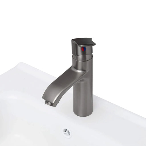 Modern Freestanding 20-Inch White Bathroom Vanity with White Ceramic Sink, Hot and Cold Faucet, 1-Door Cabinet & Open Iron Shelf, Magnesium Oxide and Iron Frame Default -DTYStore