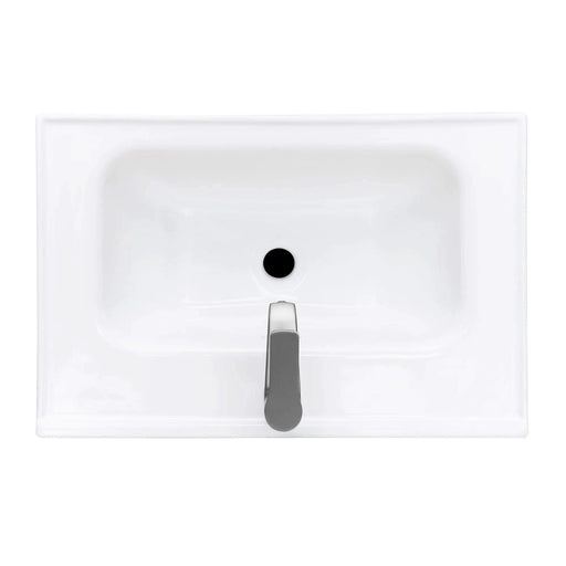 Modern Freestanding 24-Inch Natural Bathroom Vanity with White Ceramic Sink, Hot and Cold Faucet, 2-Door Cabinet & Open Iron Shelf, Magnesium Oxide and Iron Frame Default -DTYStore