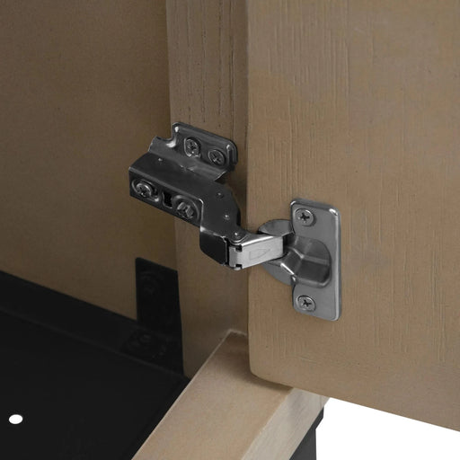 Modern Freestanding 24-Inch Natural Bathroom Vanity with White Ceramic Sink, Hot and Cold Faucet, 2-Door Cabinet & Open Iron Shelf, Magnesium Oxide and Iron Frame Default -DTYStore